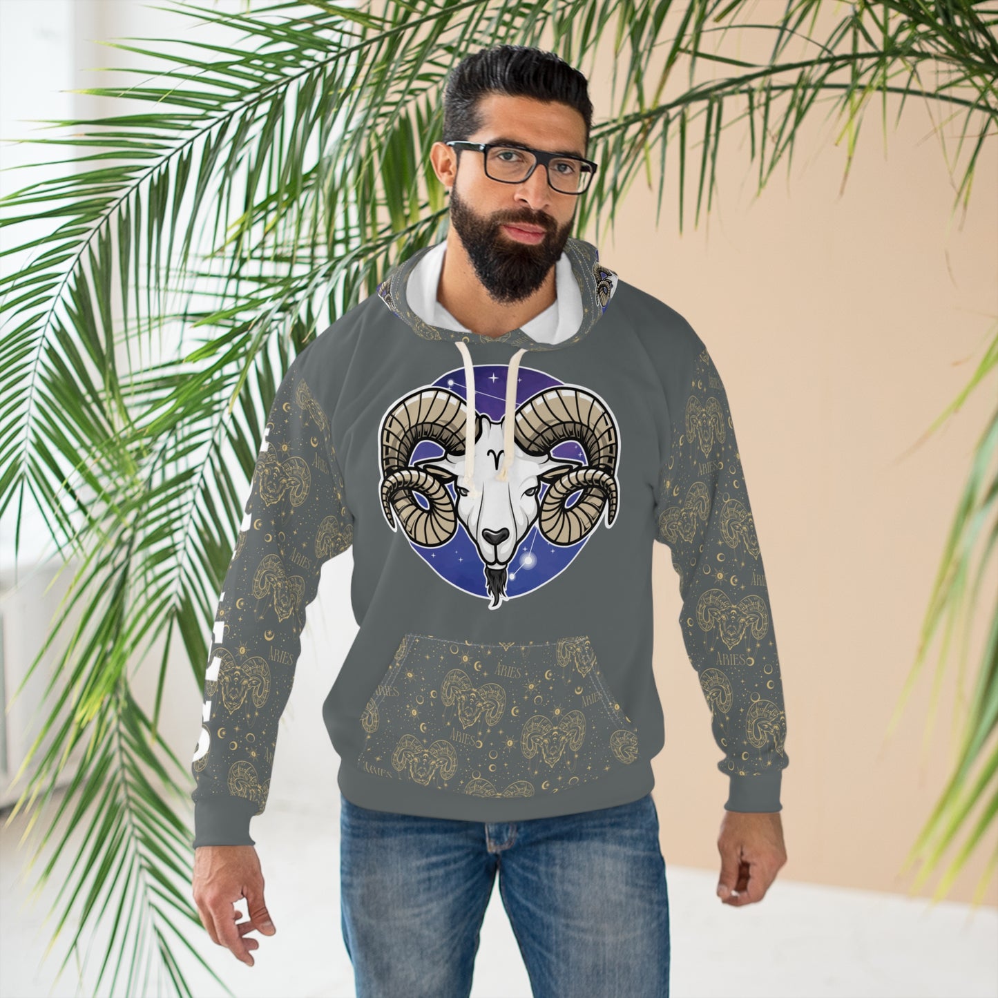 Aries Unisex Pullover Hoodie (Dark Grey)