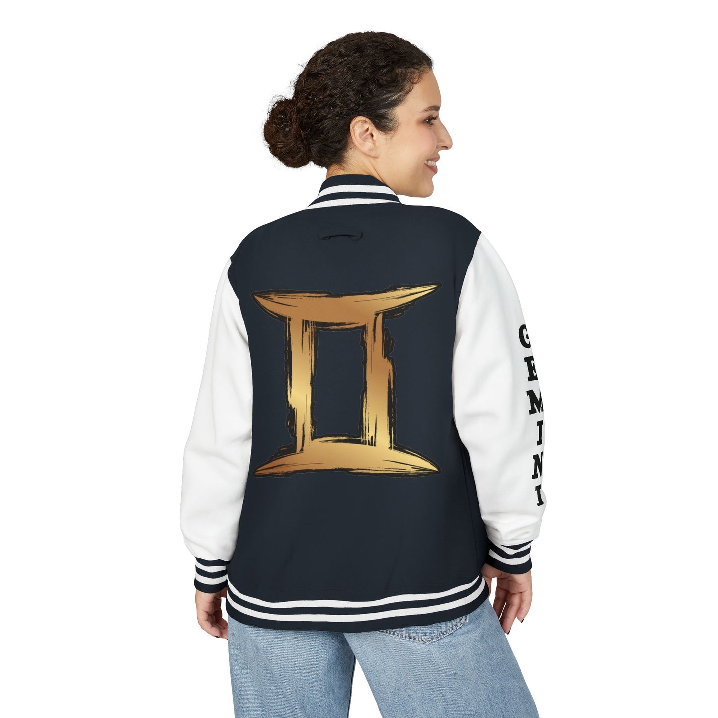 Gemini Heavyweight Letterman Jacket for Astrology Lovers, Perfect for Birthdays, Spiritual Gifts, Casual Wear, Zodiac Theme