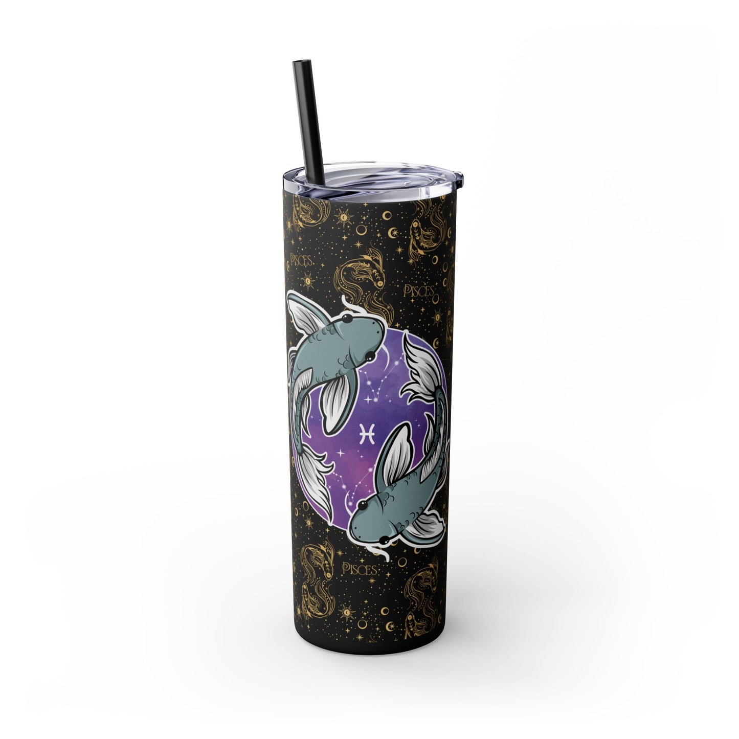 Pisces Skinny Tumbler with Straw, 20oz