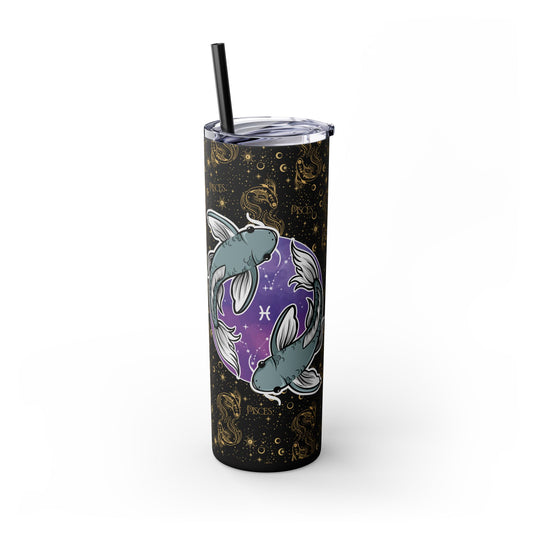 Pisces Skinny Tumbler with Straw, 20oz