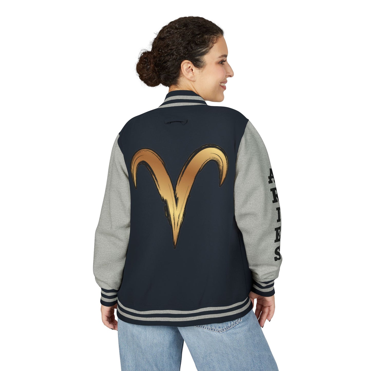 Aries Unisex Heavyweight Letterman Jacket, Zodiac Style Jacket, Astrology Apparel, Birthday Gift, Personalized Outerwear