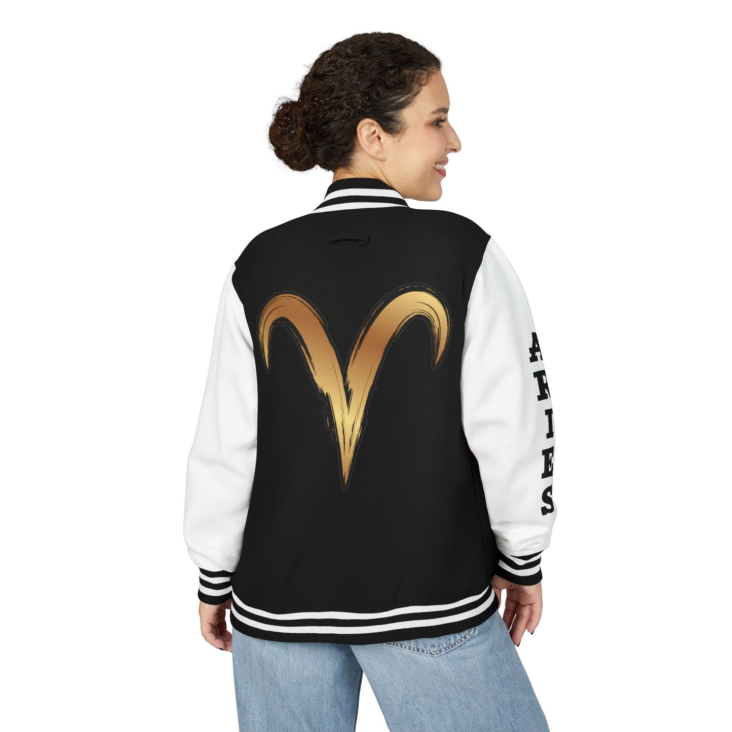 Aries Unisex Heavyweight Letterman Jacket, Zodiac Style Jacket, Astrology Apparel, Birthday Gift, Personalized Outerwear