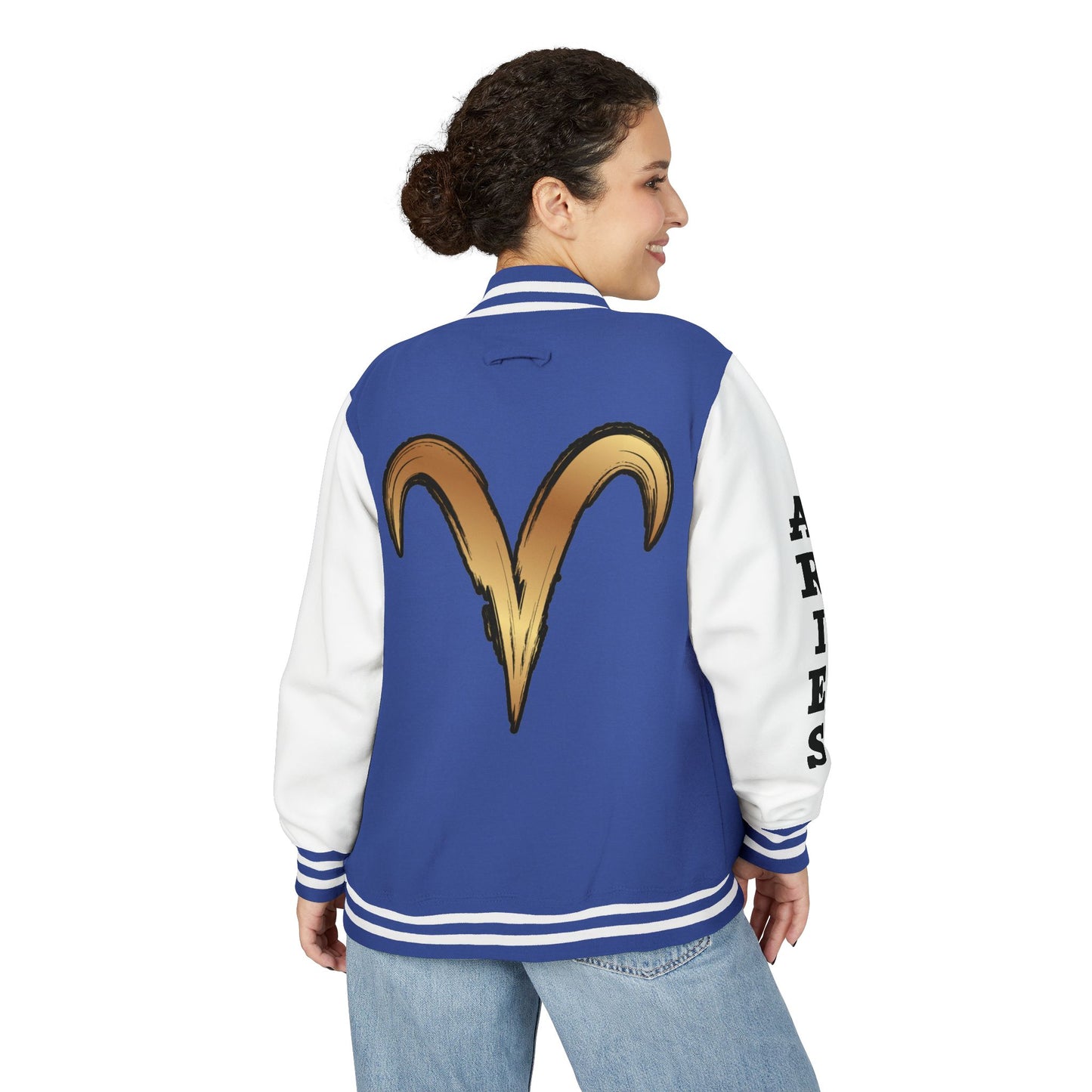Aries Unisex Heavyweight Letterman Jacket, Zodiac Style Jacket, Astrology Apparel, Birthday Gift, Personalized Outerwear