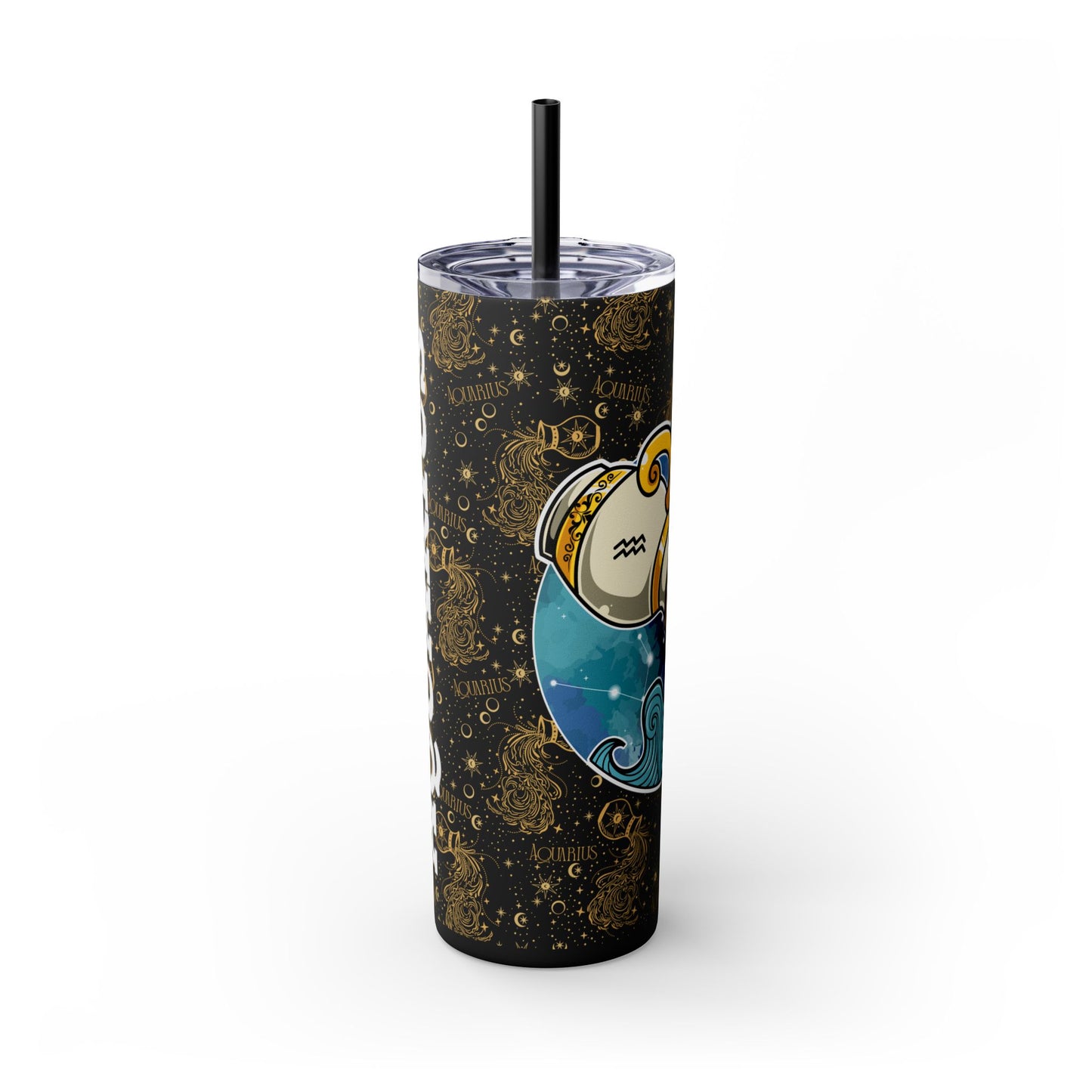 Aquarius Skinny Tumbler with Straw, 20oz