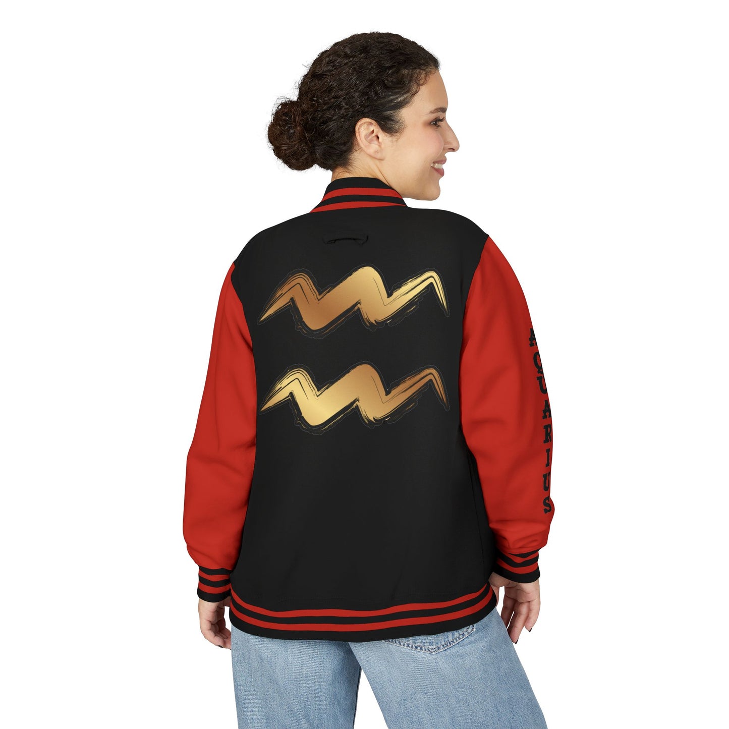Unisex Heavyweight Aquarian Letterman Jacket, Personalized Varsity Style, Gift for Aquarius Birthdays, Trendy Fashion Statement, [...]