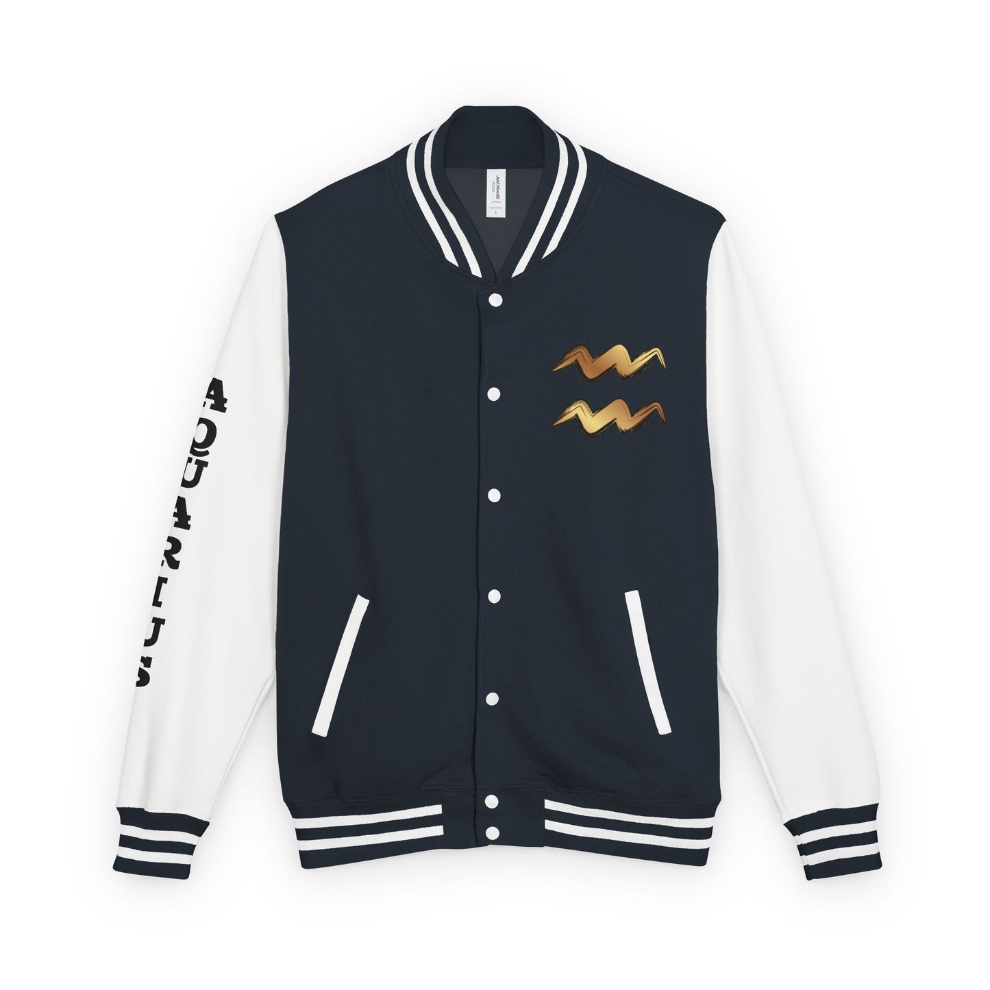 Unisex Heavyweight Aquarian Letterman Jacket, Personalized Varsity Style, Gift for Aquarius Birthdays, Trendy Fashion Statement, [...]