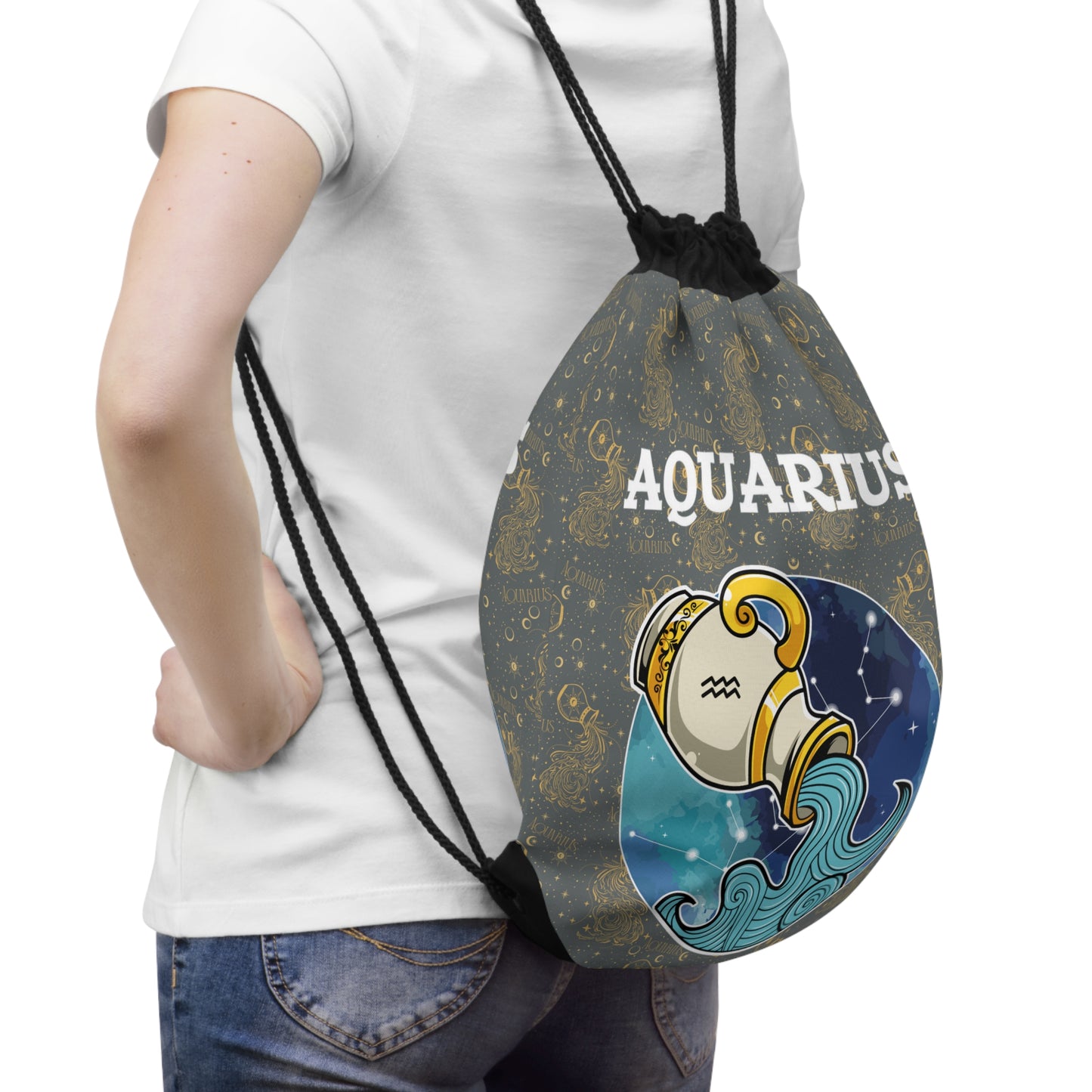 Aquarius Drawstring Bag (Dark Grey)