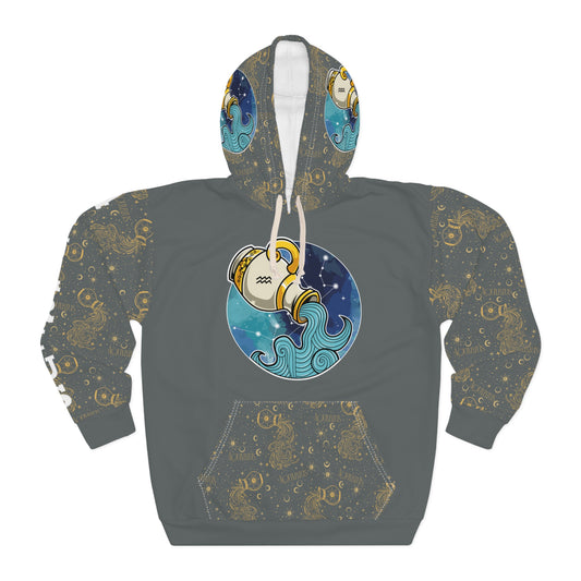 Aquarius Unisex Pullover Hoodie (Dark Grey)