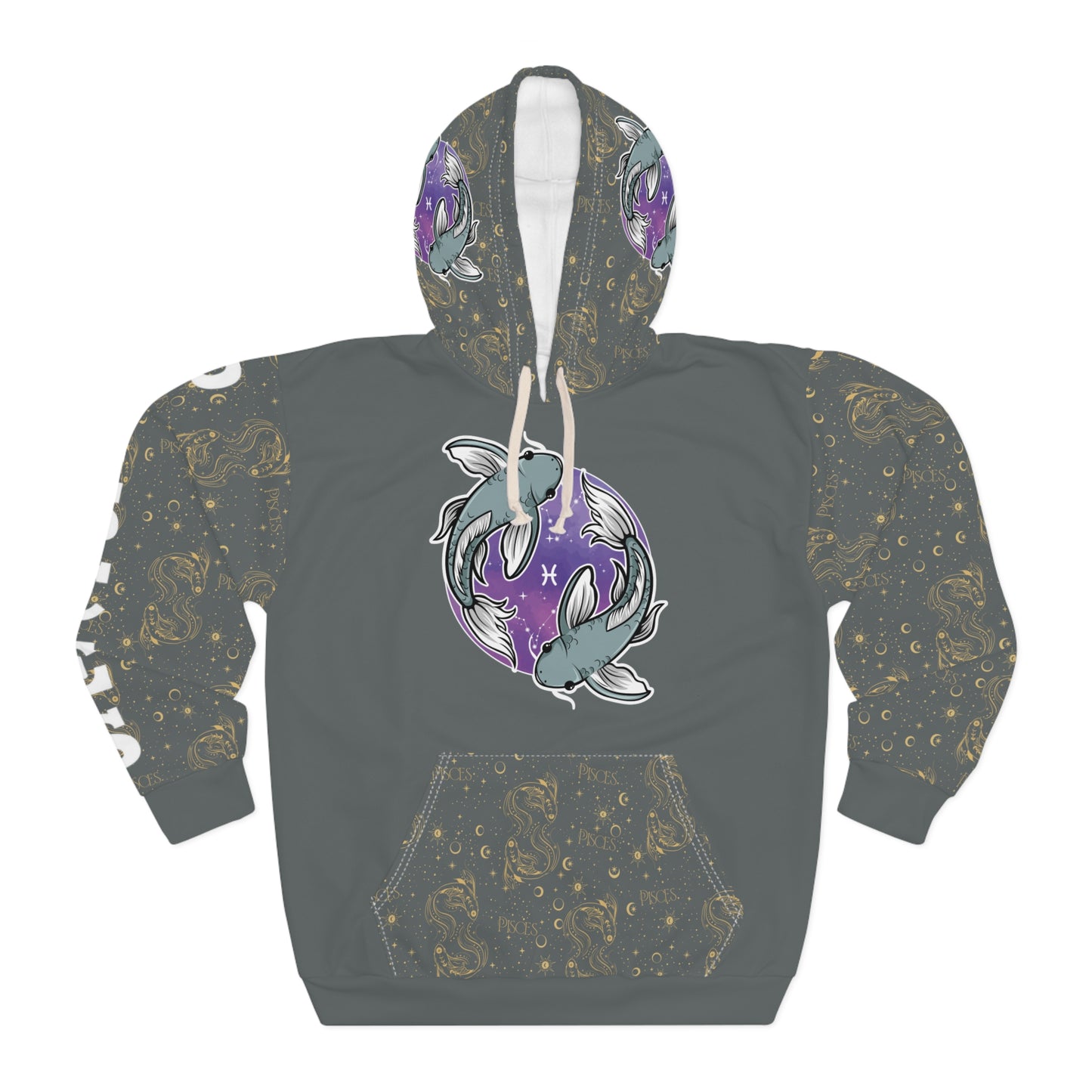Pisces Unisex Pullover Hoodie (Dark Grey)