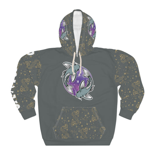 Pisces Unisex Pullover Hoodie (Dark Grey)