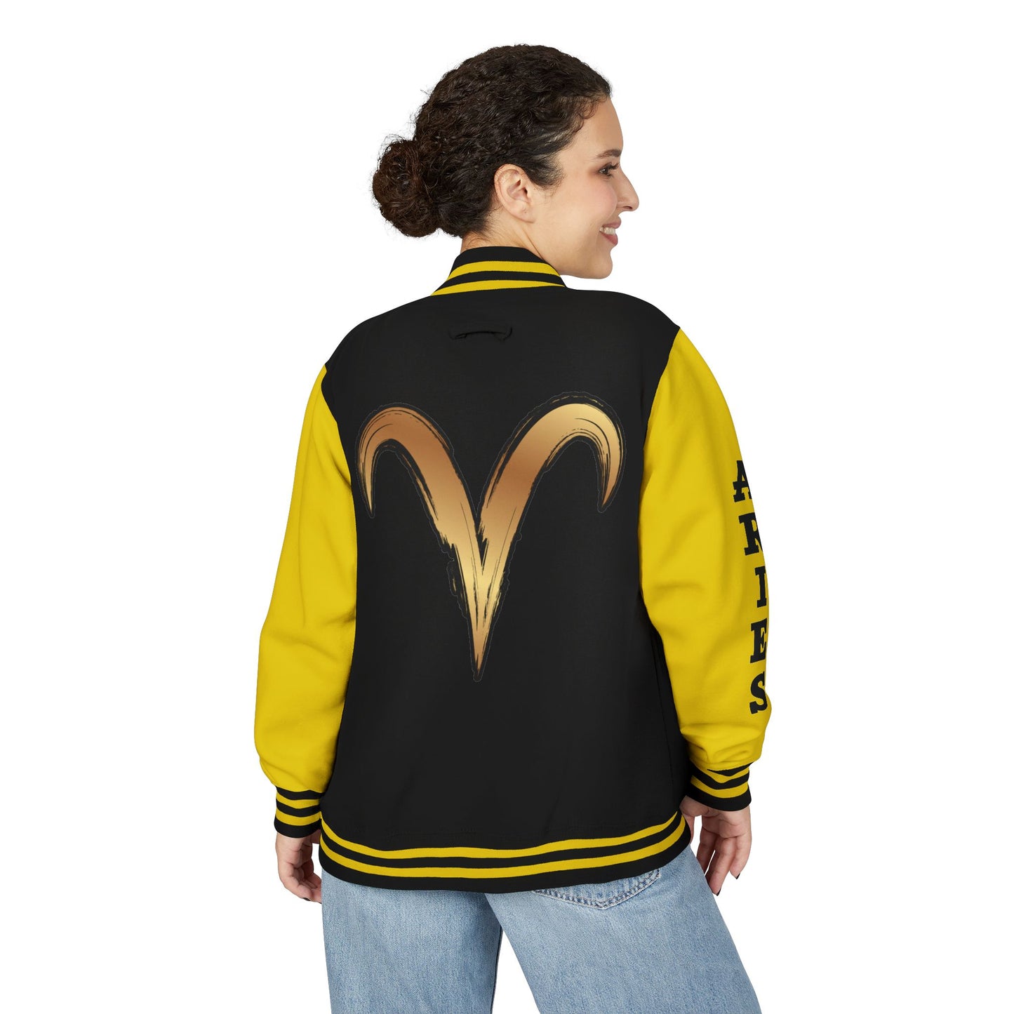 Aries Unisex Heavyweight Letterman Jacket, Zodiac Style Jacket, Astrology Apparel, Birthday Gift, Personalized Outerwear