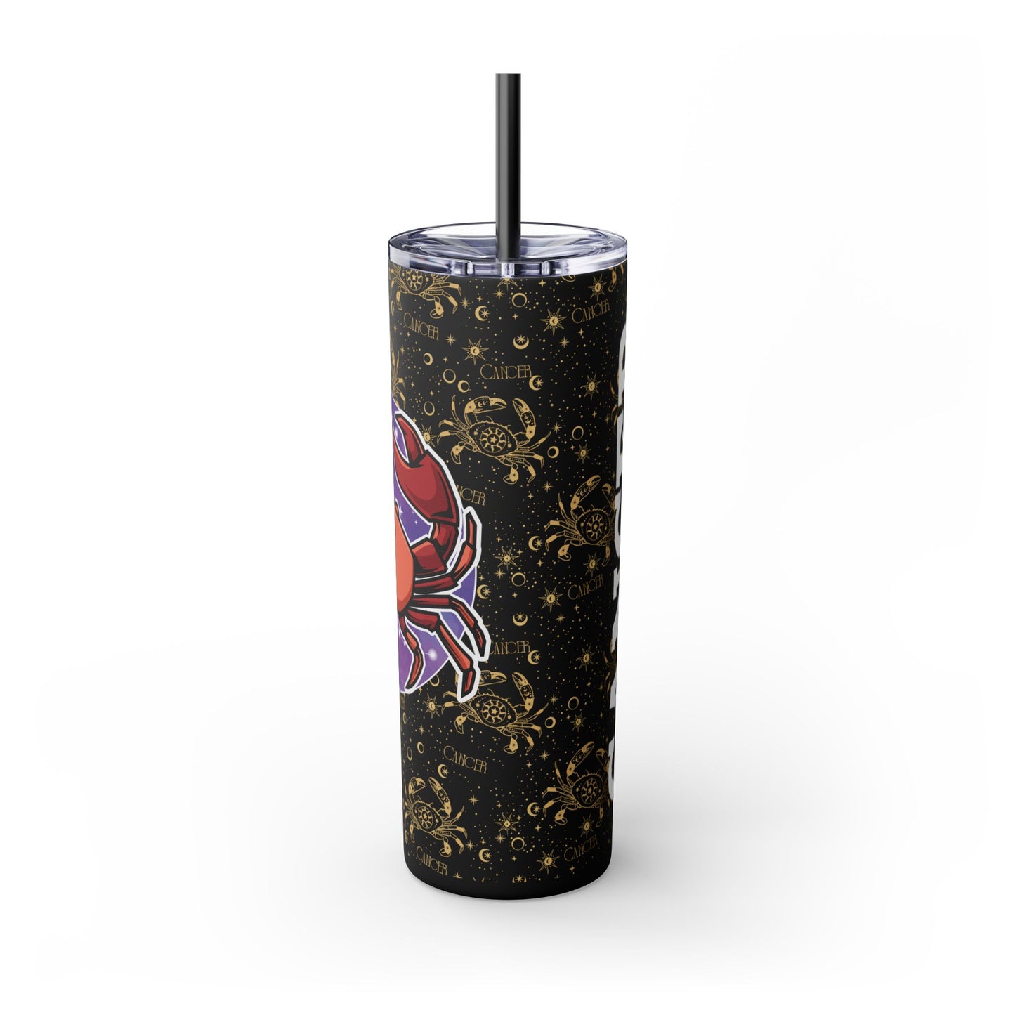 Cancer Skinny Tumbler with Straw, 20oz