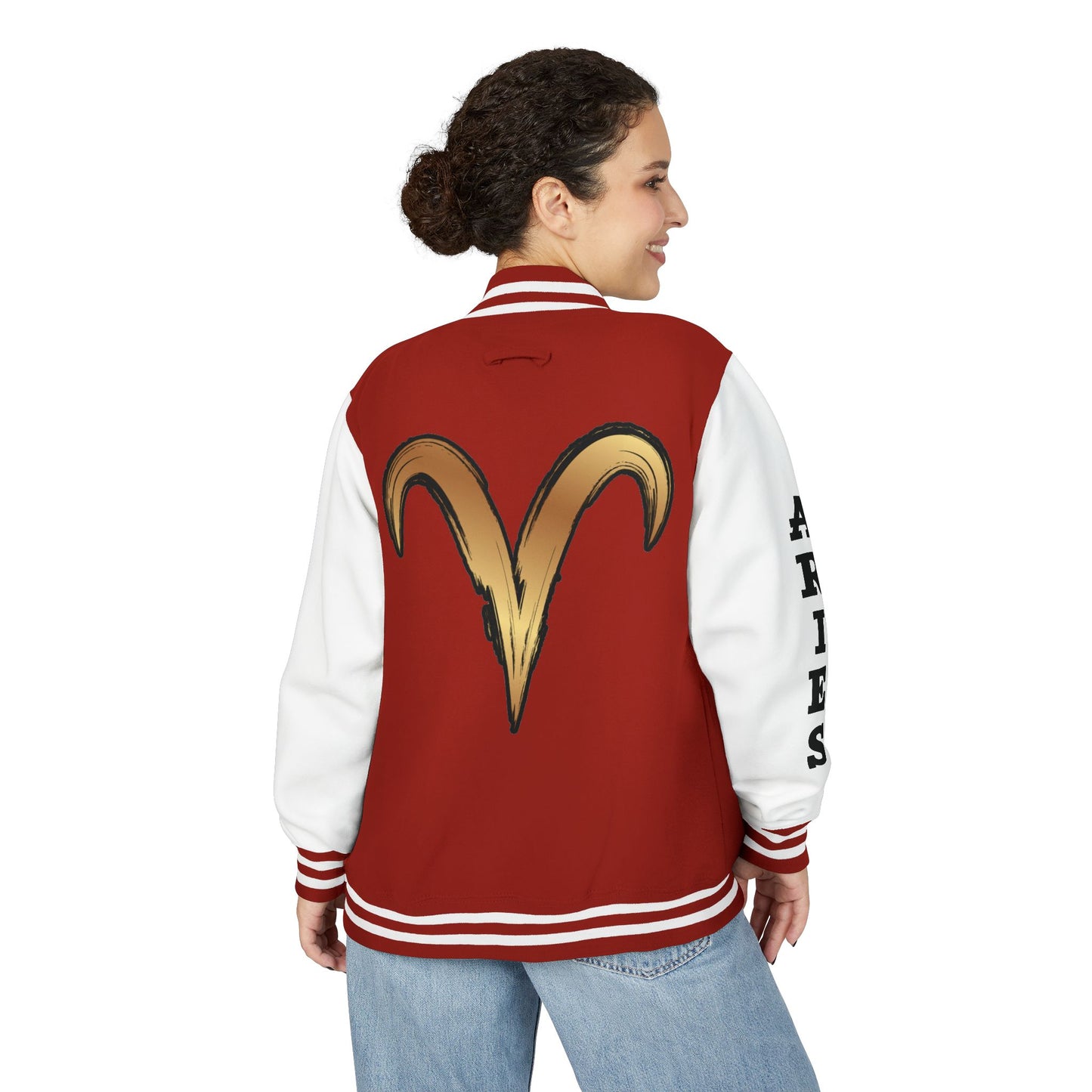 Aries Unisex Heavyweight Letterman Jacket, Zodiac Style Jacket, Astrology Apparel, Birthday Gift, Personalized Outerwear