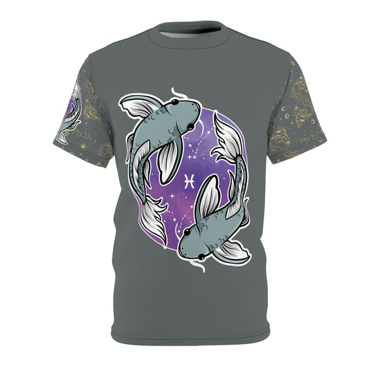 Pisces Unisex Cut & Sew Tee (Dark Grey)