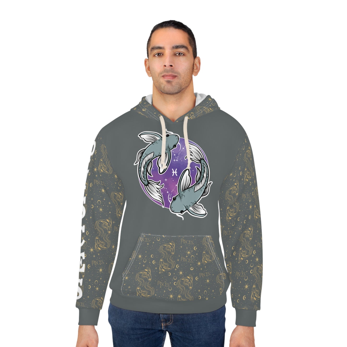 Pisces Unisex Pullover Hoodie (Dark Grey)