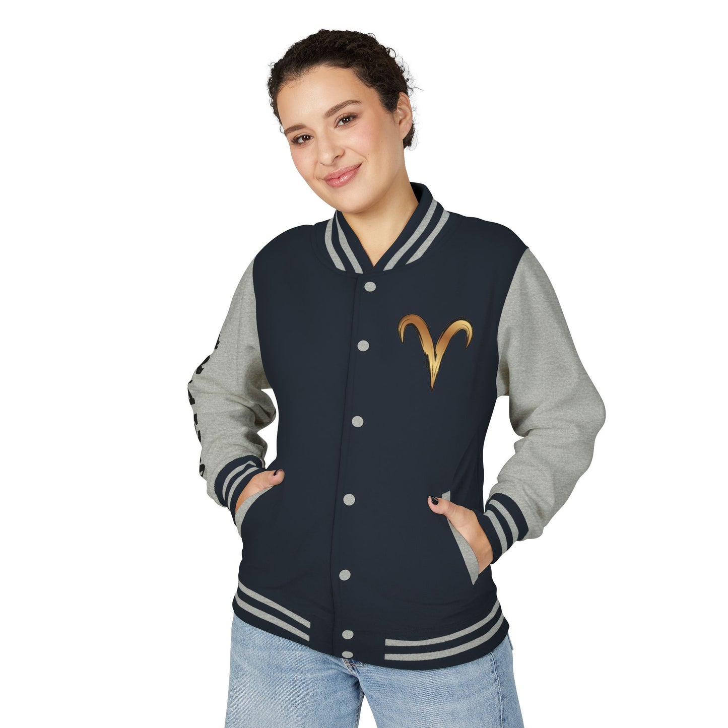 Aries Unisex Heavyweight Letterman Jacket, Zodiac Style Jacket, Astrology Apparel, Birthday Gift, Personalized Outerwear