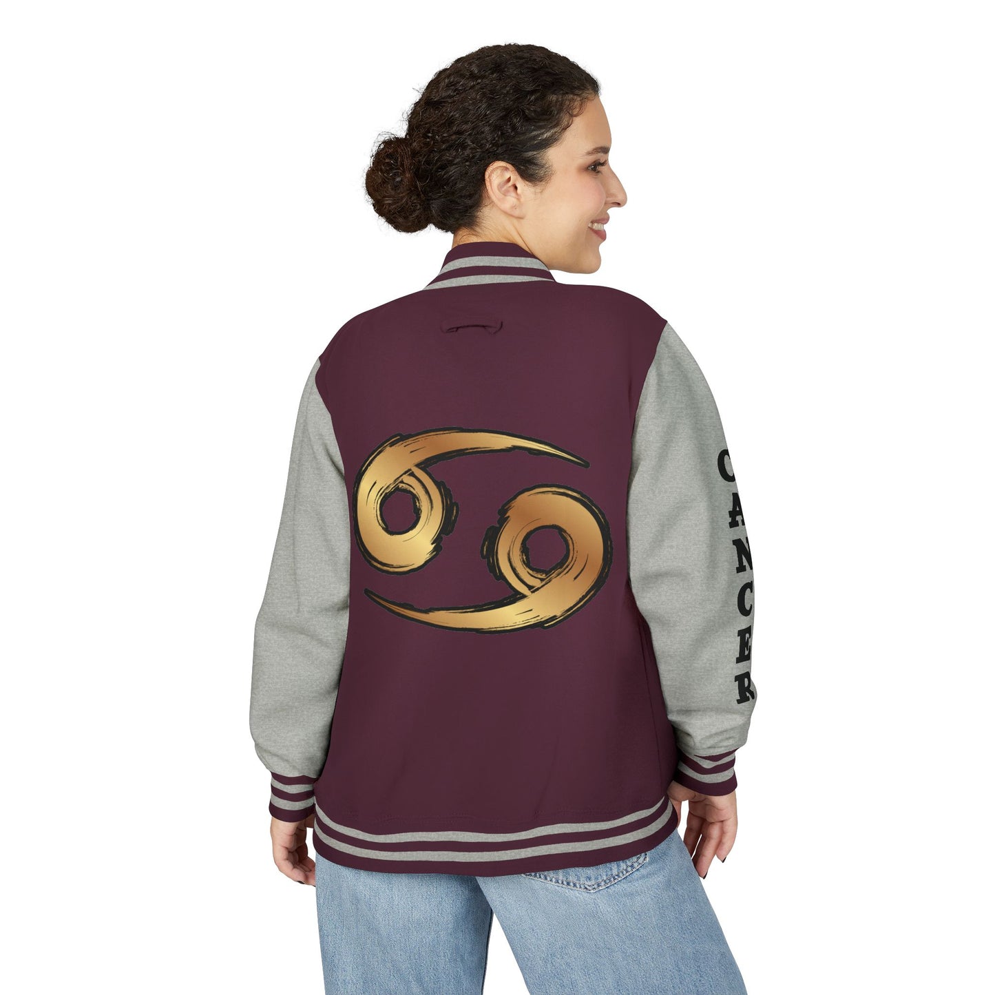 Cancer Zodiac Unisex Heavyweight Letterman Jacket, Astrology Gift, Sports Jacket, Personalized Gift, Birthday Gift, Astrology Apparel