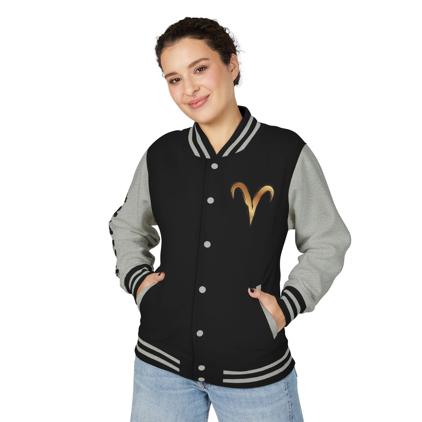 Aries Unisex Heavyweight Letterman Jacket, Zodiac Style Jacket, Astrology Apparel, Birthday Gift, Personalized Outerwear