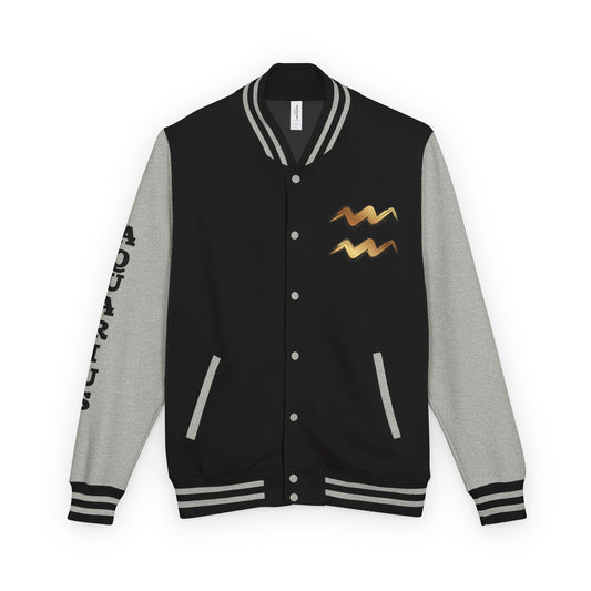 Unisex Heavyweight Aquarian Letterman Jacket, Personalized Varsity Style, Gift for Aquarius Birthdays, Trendy Fashion Statement, [...]