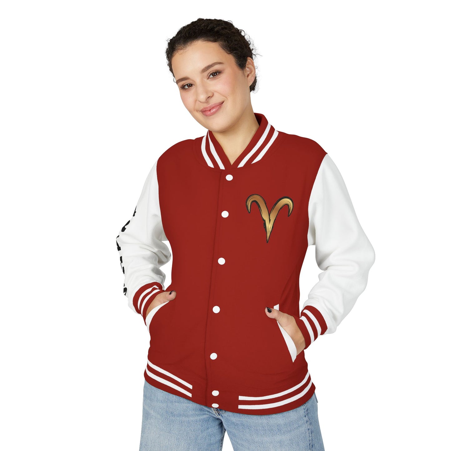 Aries Unisex Heavyweight Letterman Jacket, Zodiac Style Jacket, Astrology Apparel, Birthday Gift, Personalized Outerwear