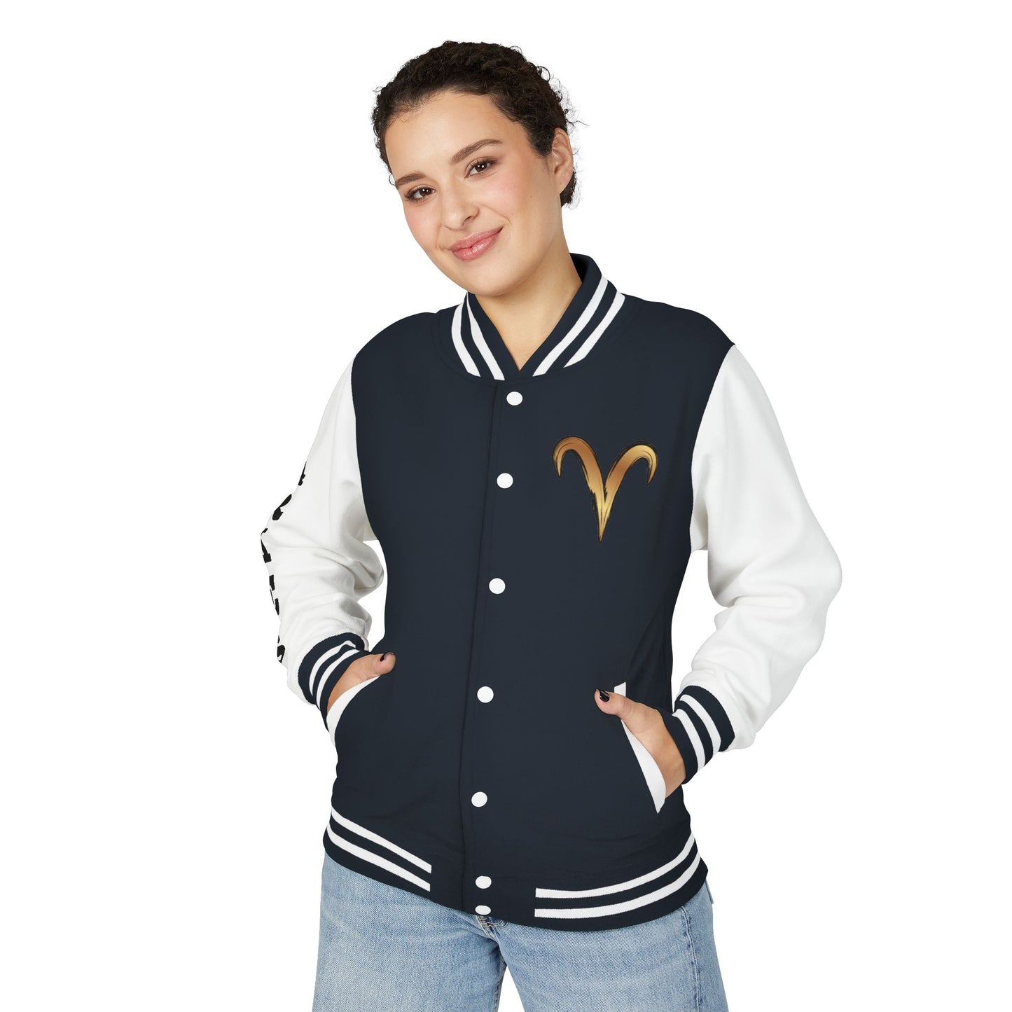 Aries Unisex Heavyweight Letterman Jacket, Zodiac Style Jacket, Astrology Apparel, Birthday Gift, Personalized Outerwear