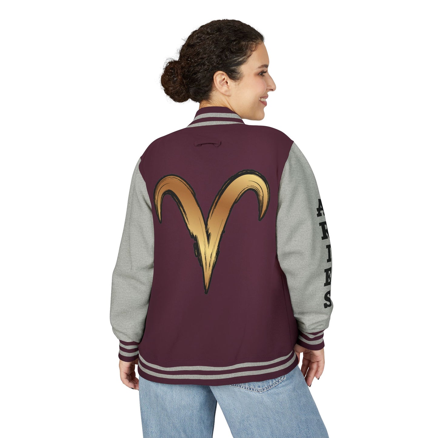 Aries Unisex Heavyweight Letterman Jacket, Zodiac Style Jacket, Astrology Apparel, Birthday Gift, Personalized Outerwear