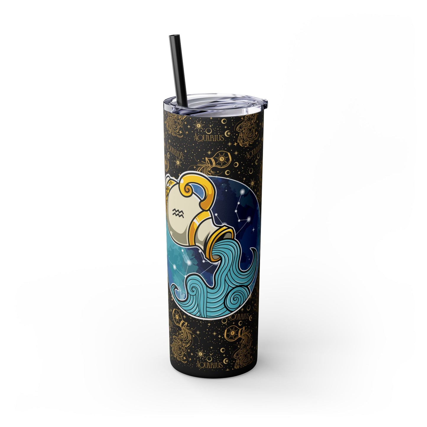 Aquarius Skinny Tumbler with Straw, 20oz