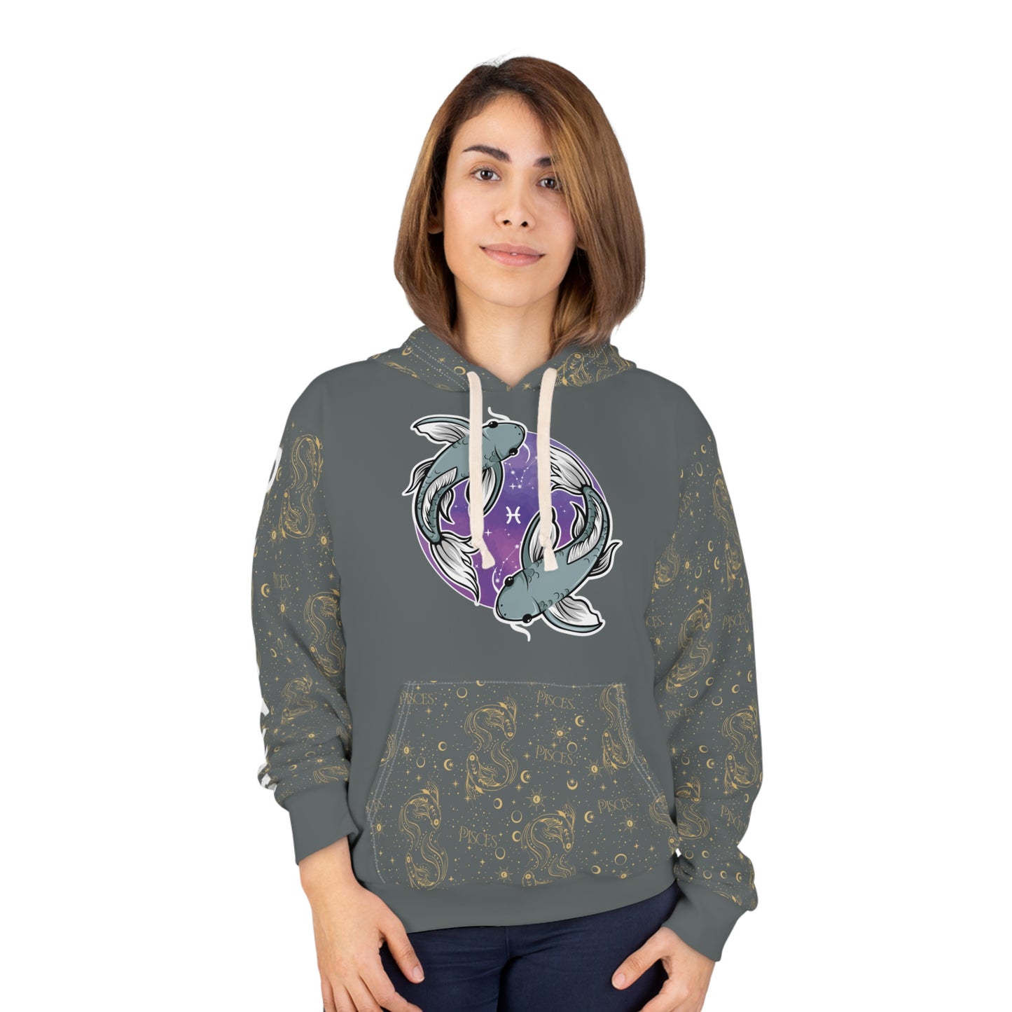 Pisces Unisex Pullover Hoodie (Dark Grey)