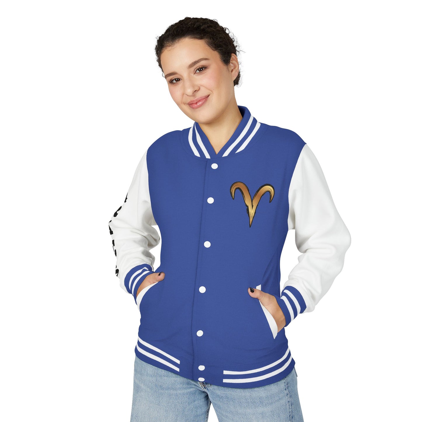 Aries Unisex Heavyweight Letterman Jacket, Zodiac Style Jacket, Astrology Apparel, Birthday Gift, Personalized Outerwear