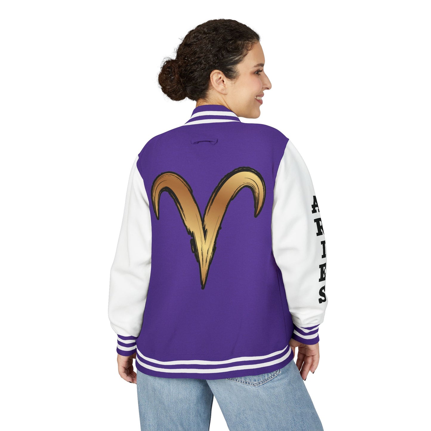 Aries Unisex Heavyweight Letterman Jacket, Zodiac Style Jacket, Astrology Apparel, Birthday Gift, Personalized Outerwear