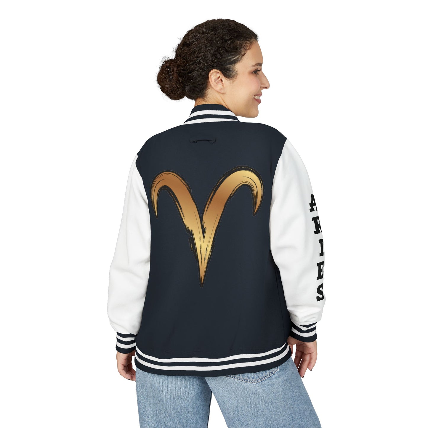 Aries Unisex Heavyweight Letterman Jacket, Zodiac Style Jacket, Astrology Apparel, Birthday Gift, Personalized Outerwear