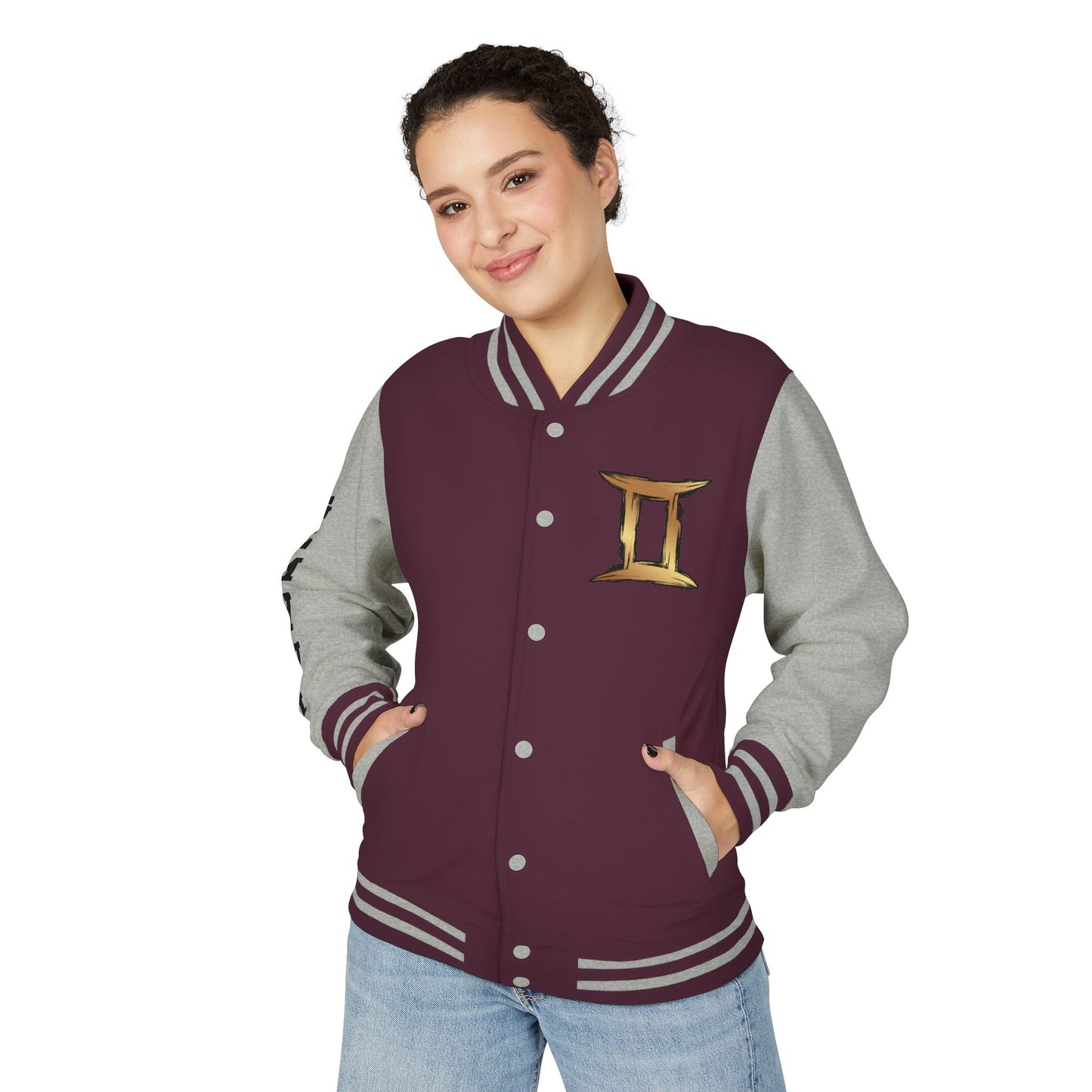 Gemini Heavyweight Letterman Jacket for Astrology Lovers, Perfect for Birthdays, Spiritual Gifts, Casual Wear, Zodiac Theme