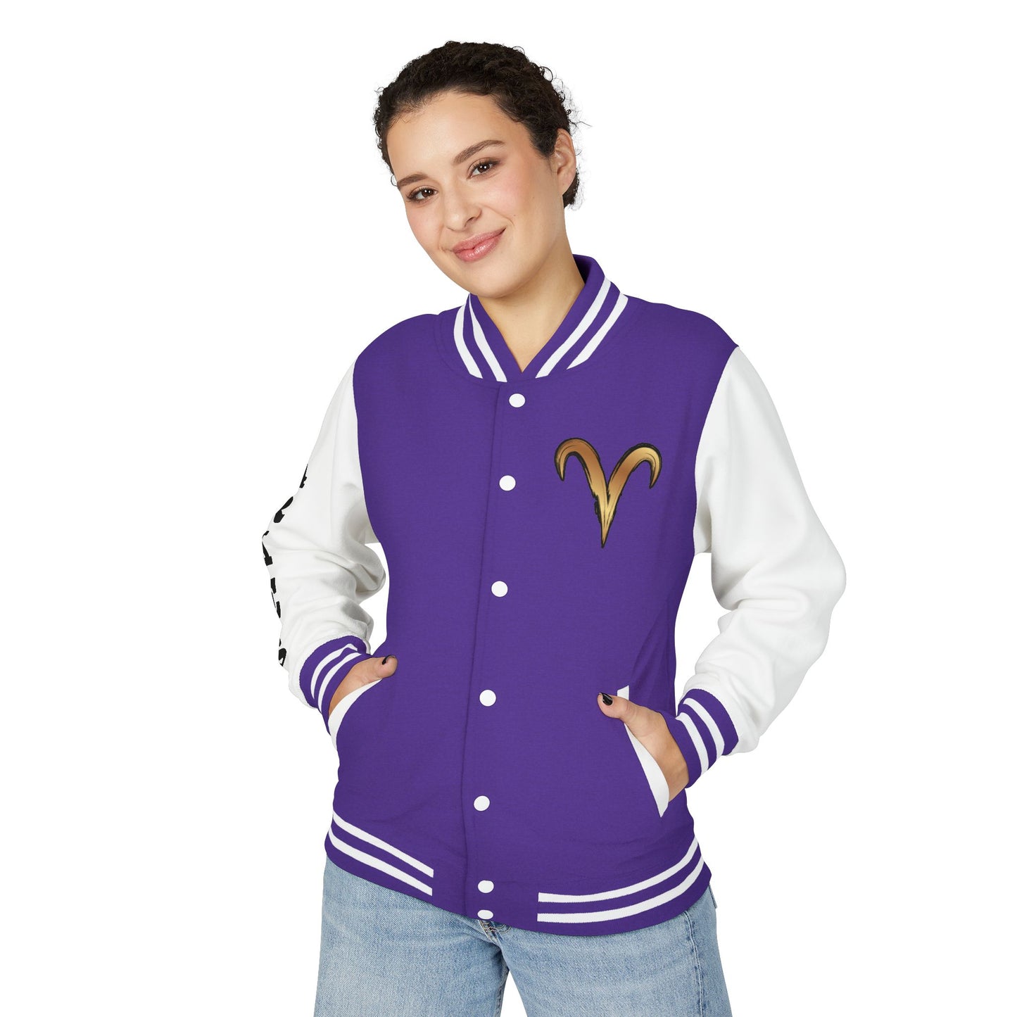 Aries Unisex Heavyweight Letterman Jacket, Zodiac Style Jacket, Astrology Apparel, Birthday Gift, Personalized Outerwear