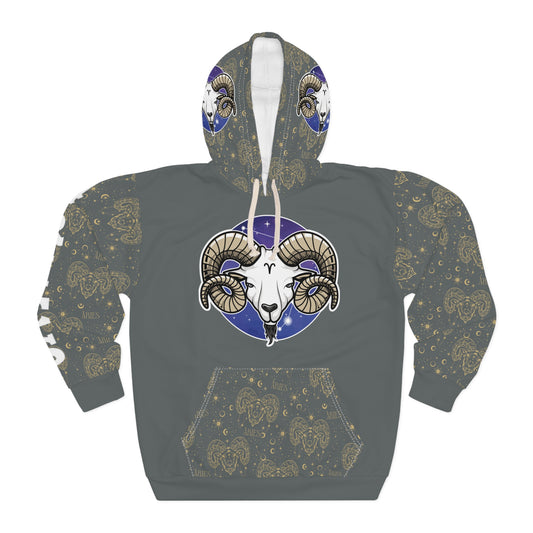 Aries Unisex Pullover Hoodie (Dark Grey)
