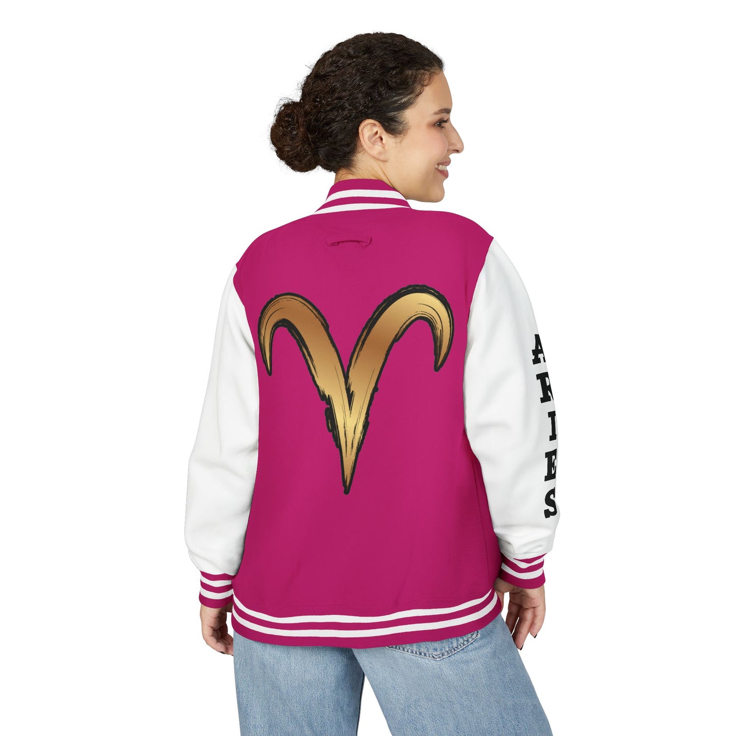 Aries Unisex Heavyweight Letterman Jacket, Zodiac Style Jacket, Astrology Apparel, Birthday Gift, Personalized Outerwear