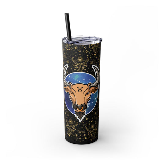 Taurus Skinny Tumbler with Straw, 20oz