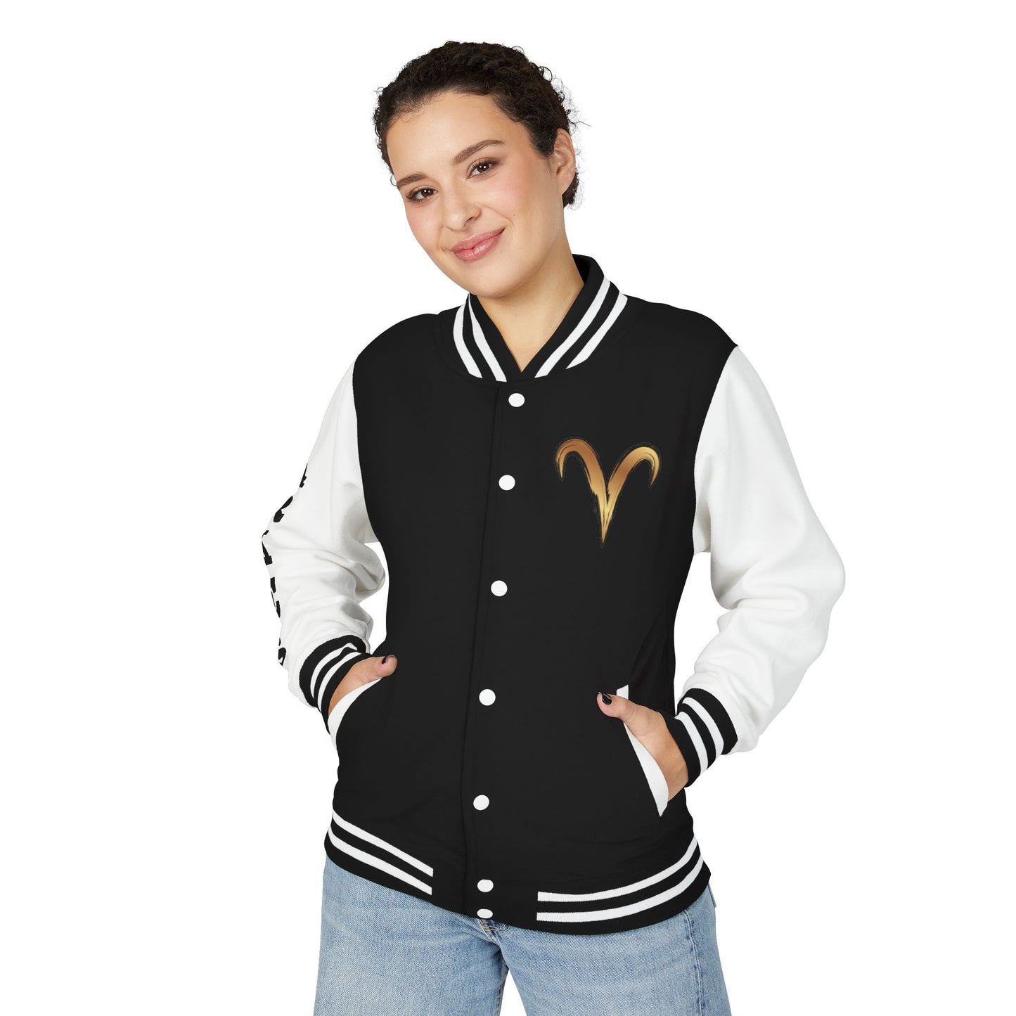 Aries Unisex Heavyweight Letterman Jacket, Zodiac Style Jacket, Astrology Apparel, Birthday Gift, Personalized Outerwear