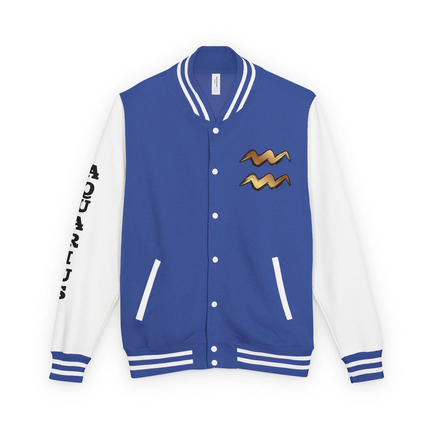 Unisex Heavyweight Aquarian Letterman Jacket, Personalized Varsity Style, Gift for Aquarius Birthdays, Trendy Fashion Statement, [...]