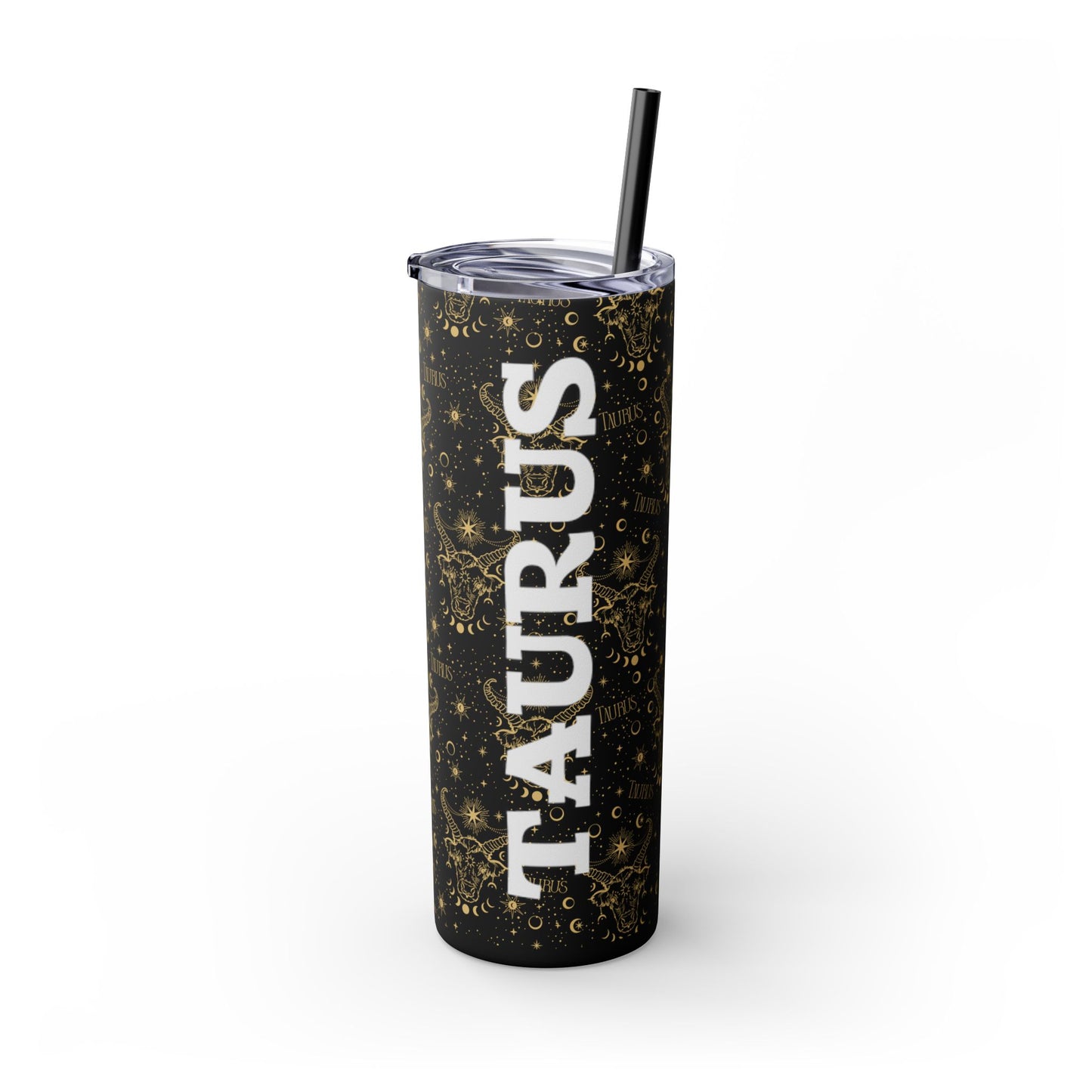 Taurus Skinny Tumbler with Straw, 20oz