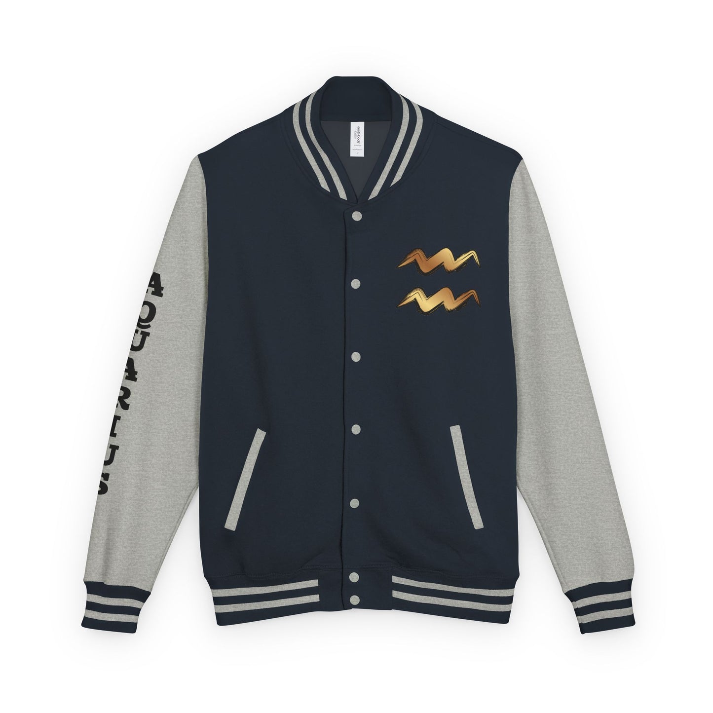 Unisex Heavyweight Aquarian Letterman Jacket, Personalized Varsity Style, Gift for Aquarius Birthdays, Trendy Fashion Statement, [...]