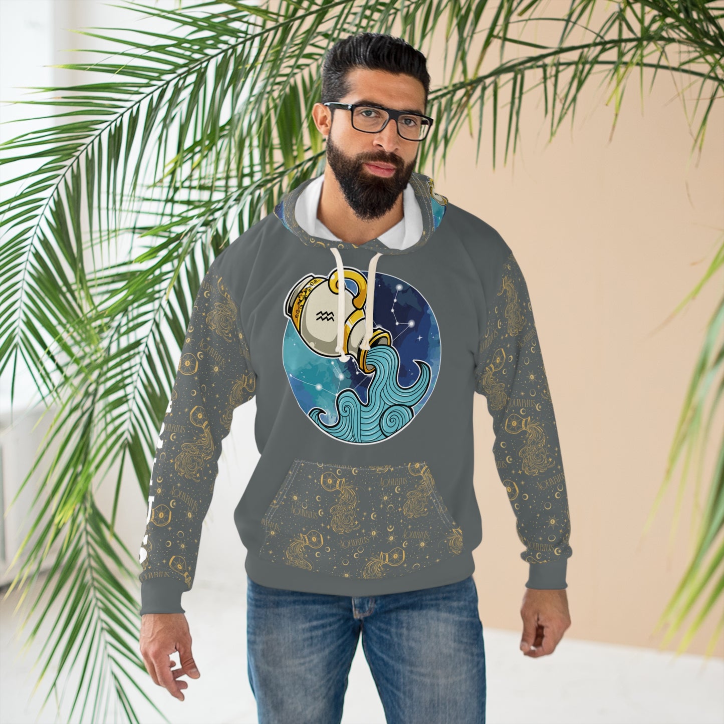 Aquarius Unisex Pullover Hoodie (Dark Grey)