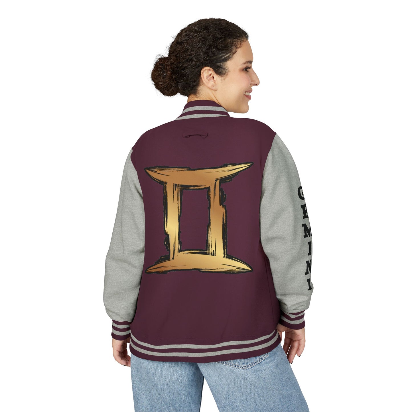 Gemini Heavyweight Letterman Jacket for Astrology Lovers, Perfect for Birthdays, Spiritual Gifts, Casual Wear, Zodiac Theme